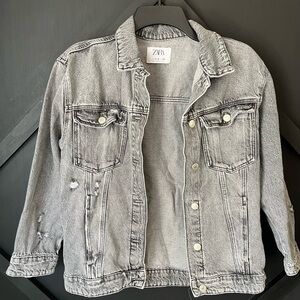 Zara Light Grey Washed Denim Jacket